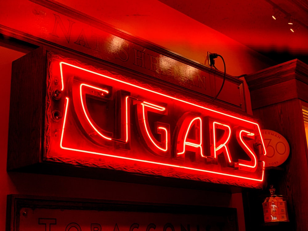 cigars neon light signage