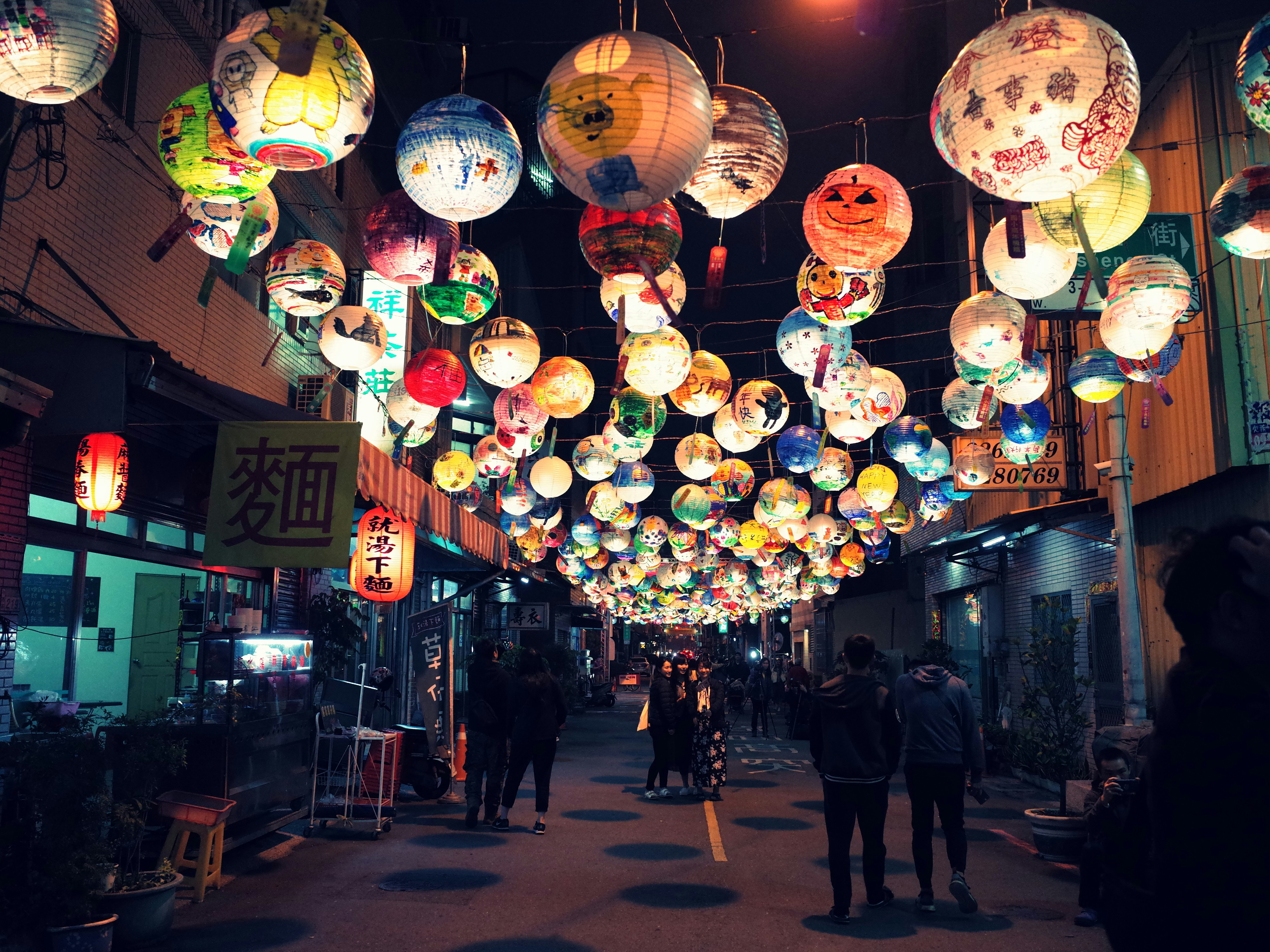 Japanese Night Market in Onsen Town