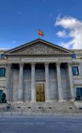 white building with flag