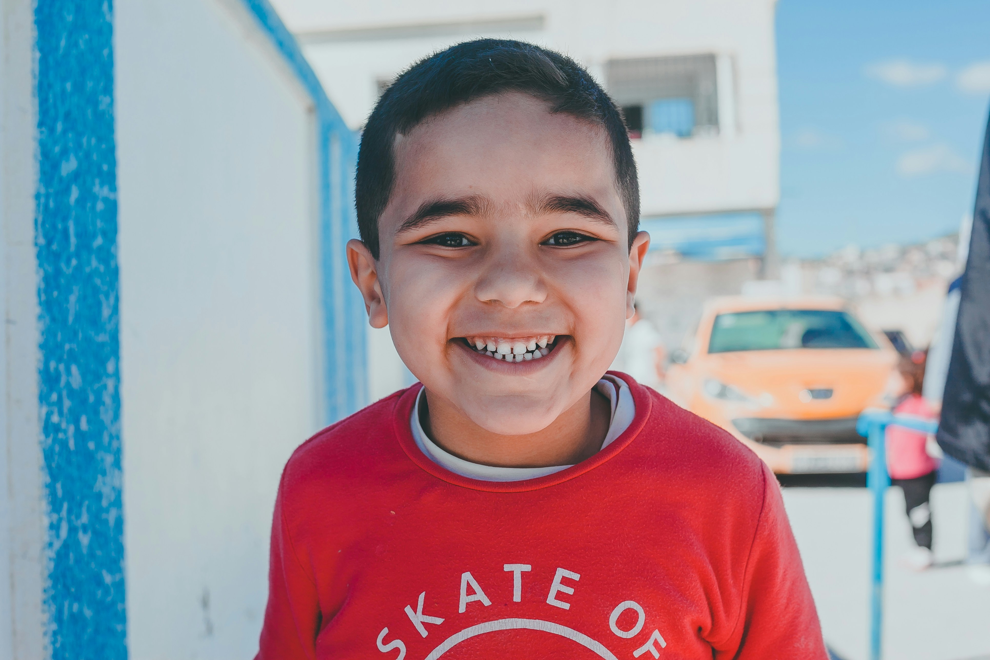 smiling boy outdoors