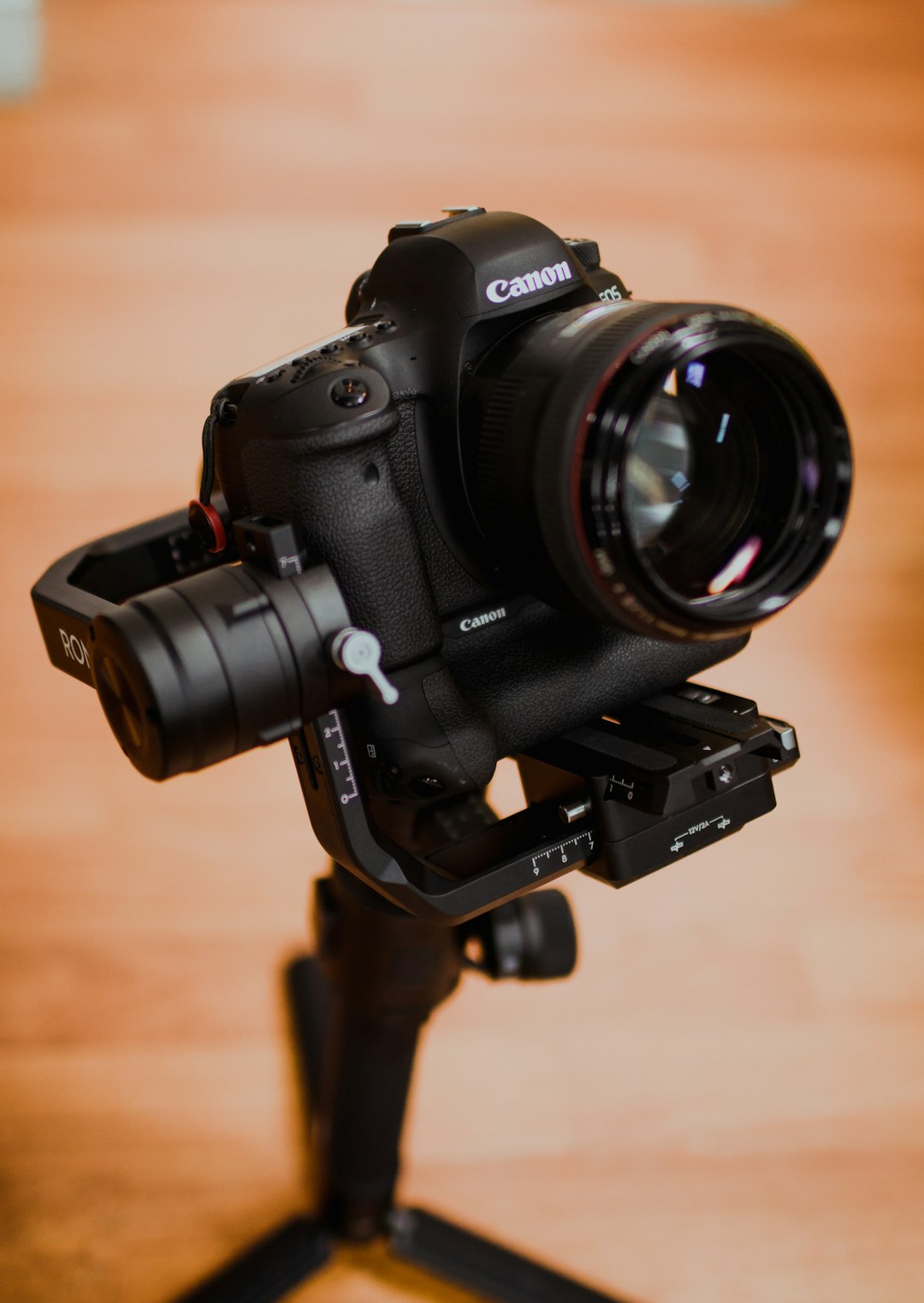 black Canon camera with gimbal