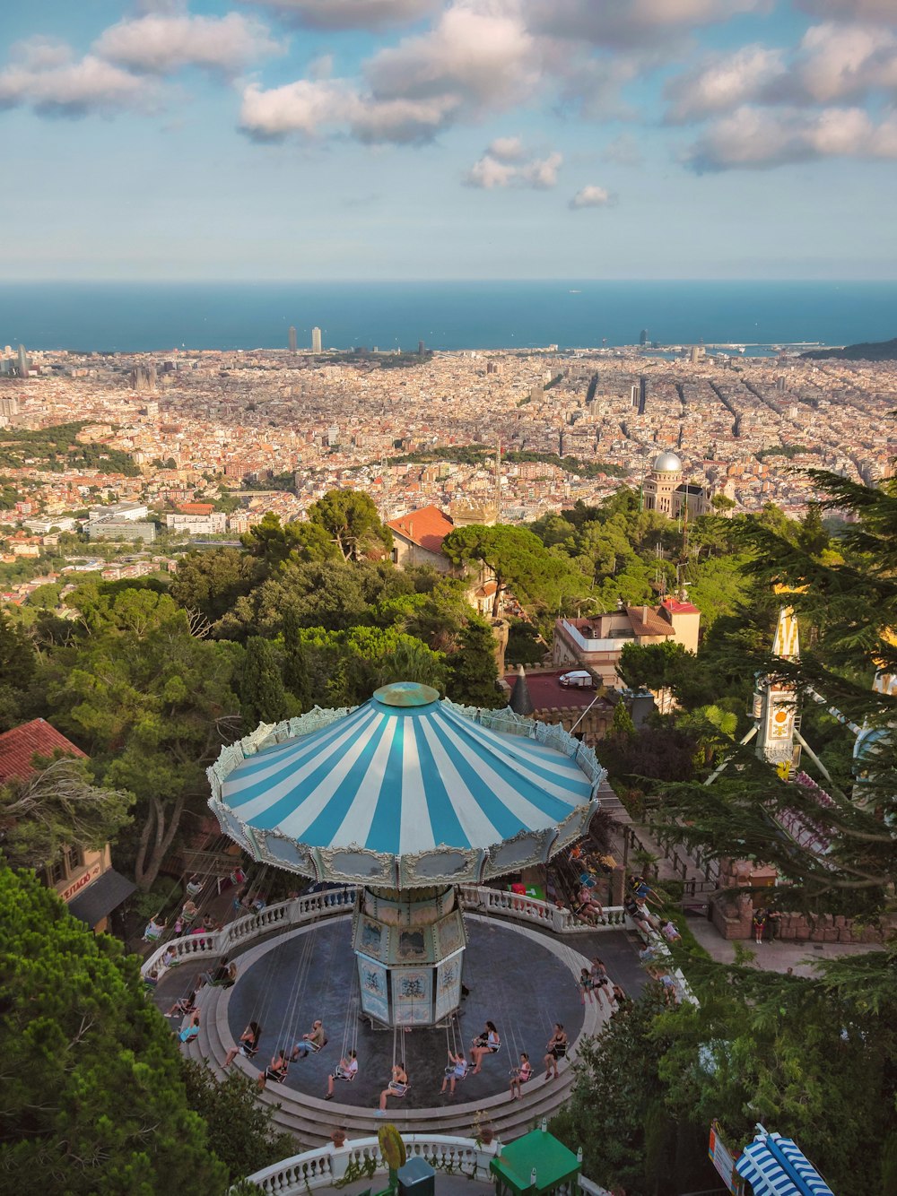 amusement park facing ocean and town