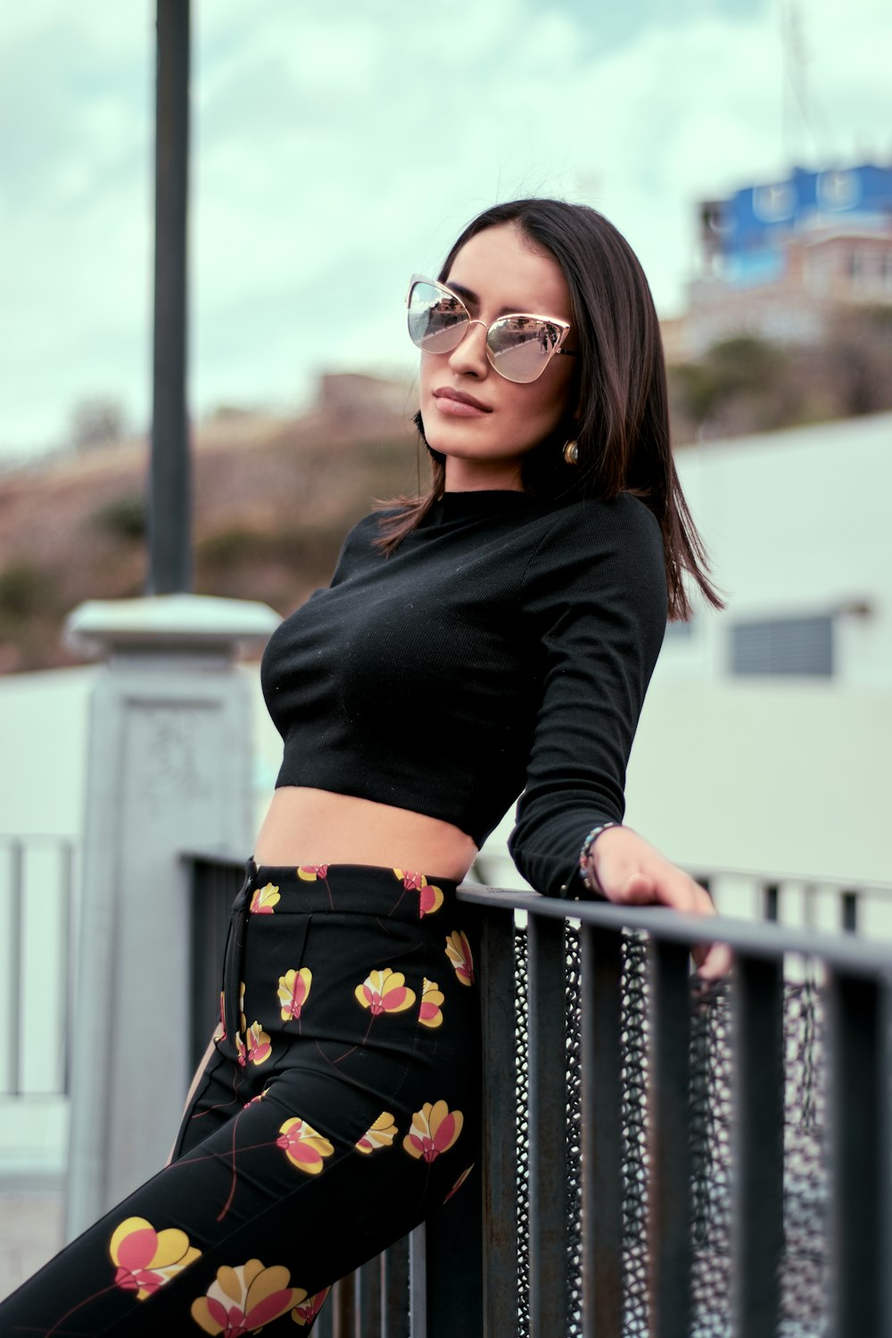 woman leaning against wall