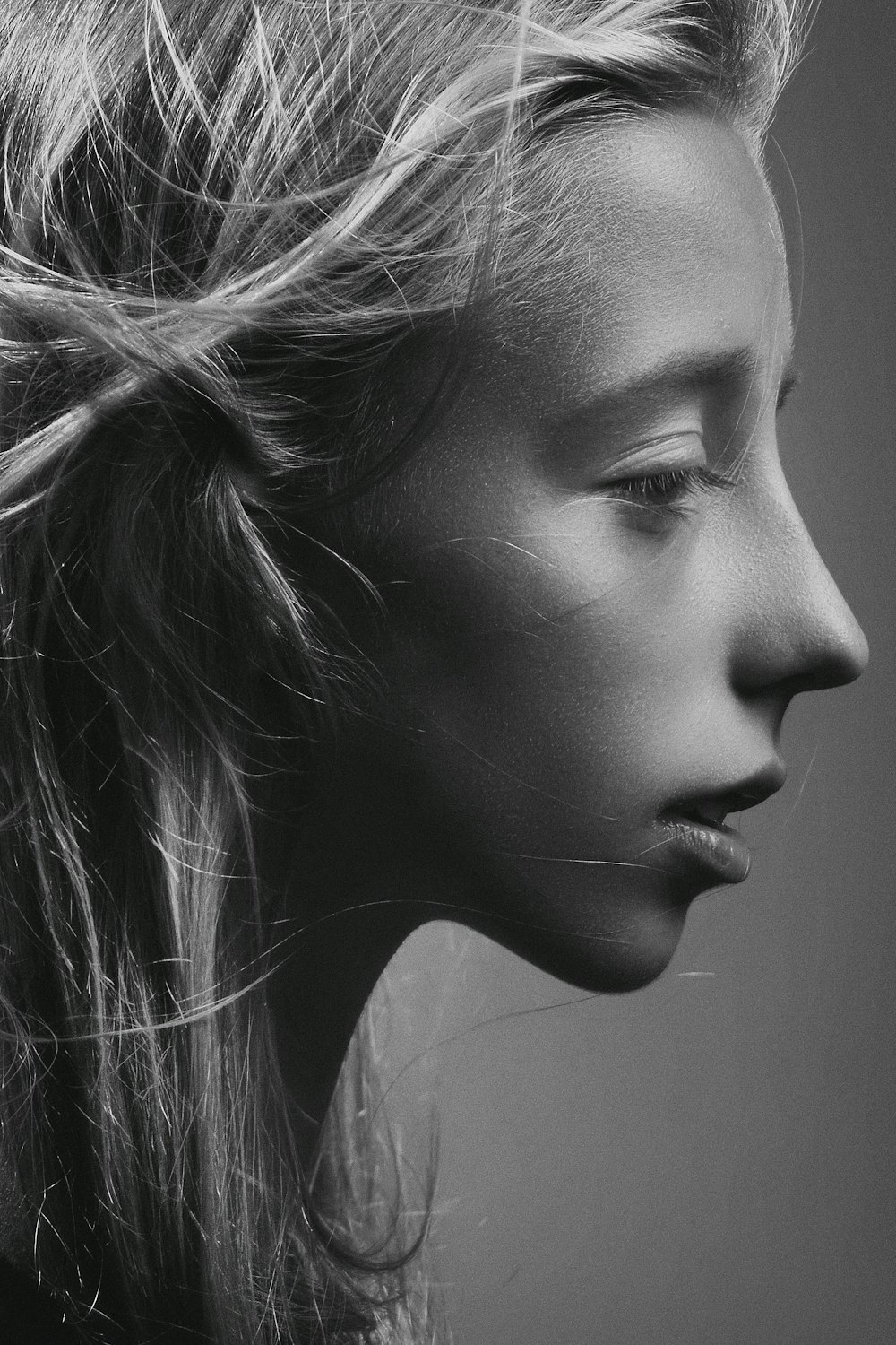 grayscale photography of woman