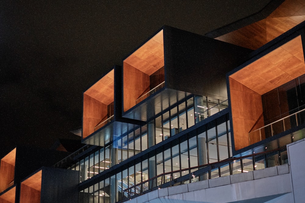 brown and black shelf building