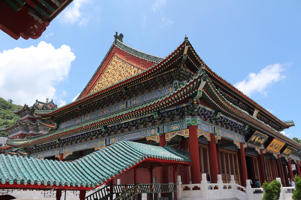 green and maroon temple