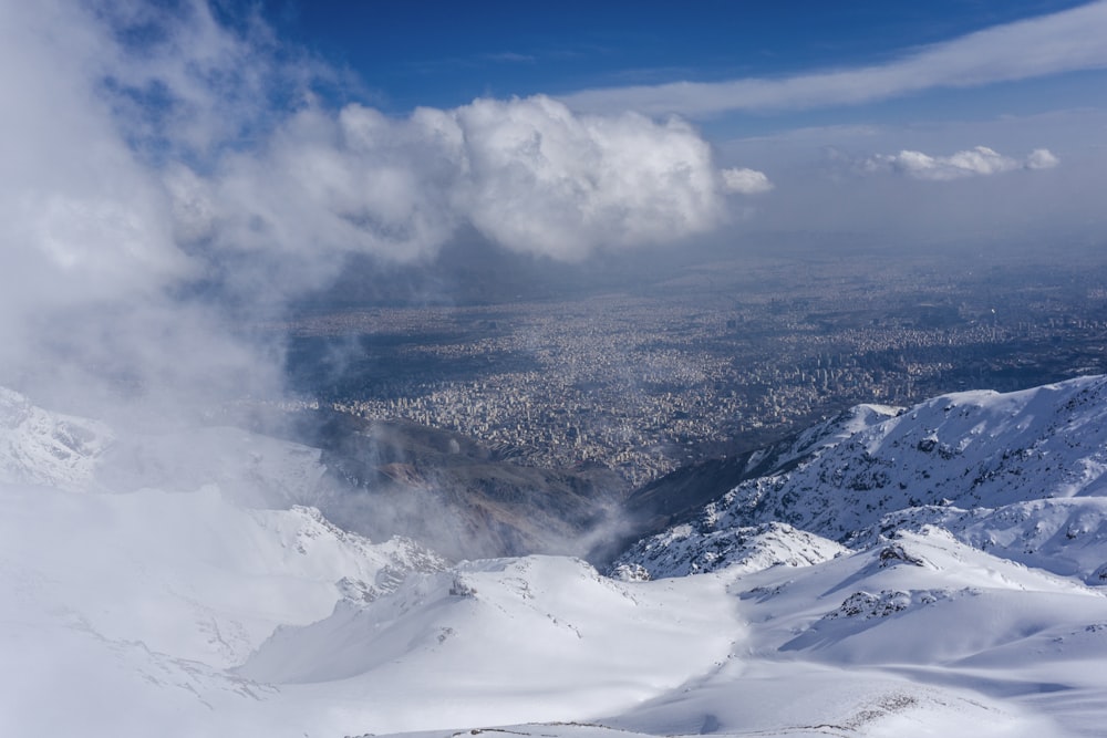 aerial photography of snowy mountain