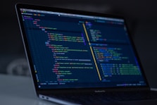 turned-on MacBook Pro wit programming codes display