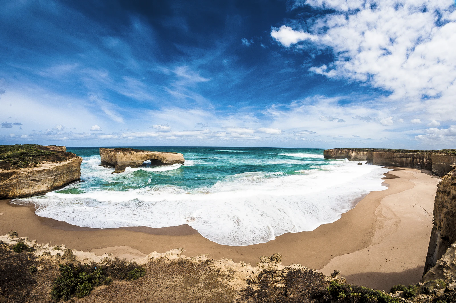 A dramatic ocean cliff and beach along the Great Ocean Road