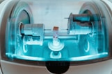 white and blue machine