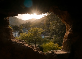 cave during sunrise