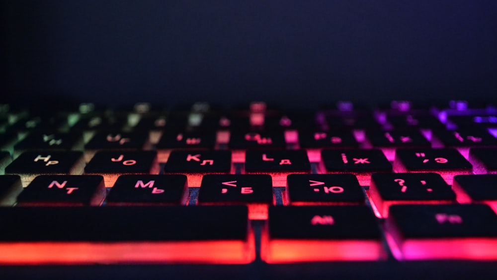 close-up of mechanical LED keyboard