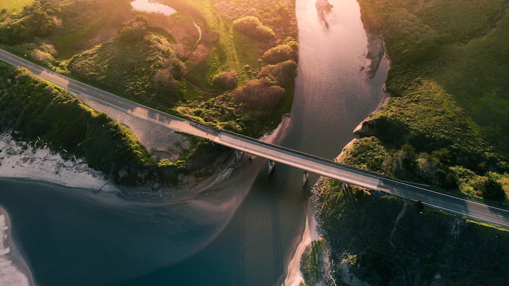 aerial photography of concrete bridge