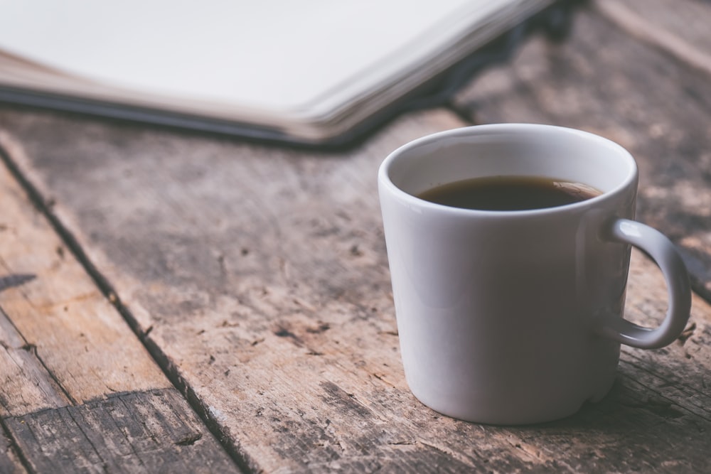 white mug with coffee