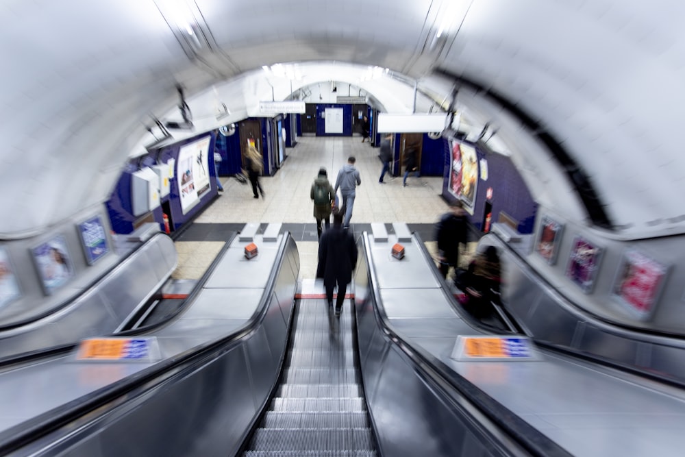 people on escalator