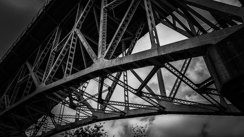 grayscale photo of bridge