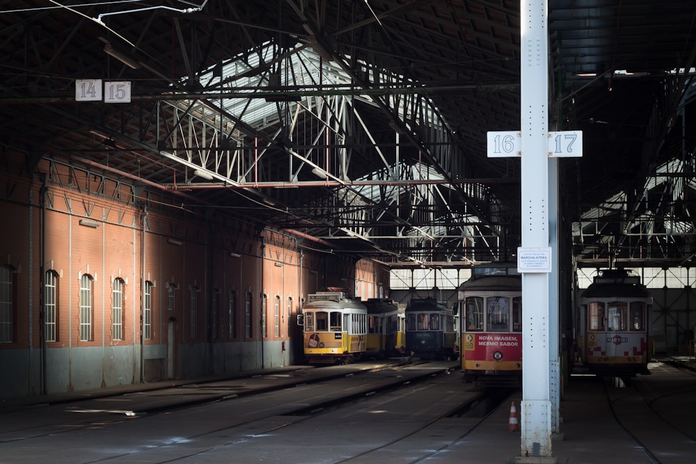 yellow-and-white trains