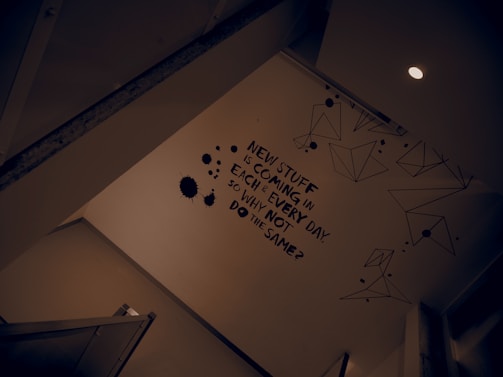 A motivational quote displayed on the wall of the studio.