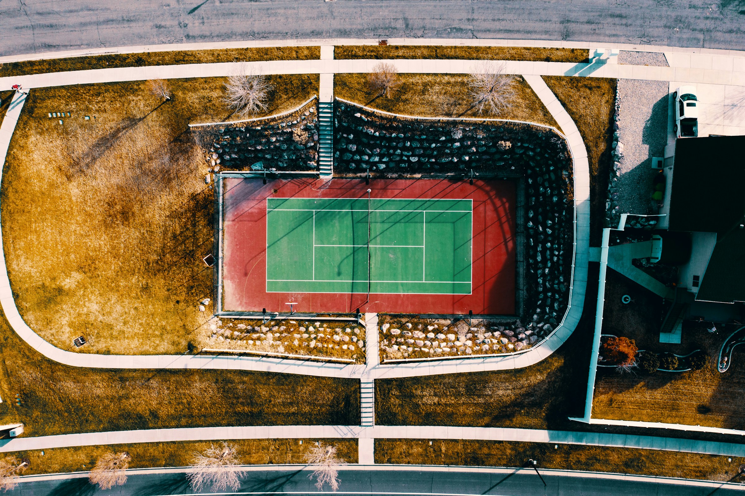 Aerial view of a Rosecrest neighborhood park in Herriman, Utah