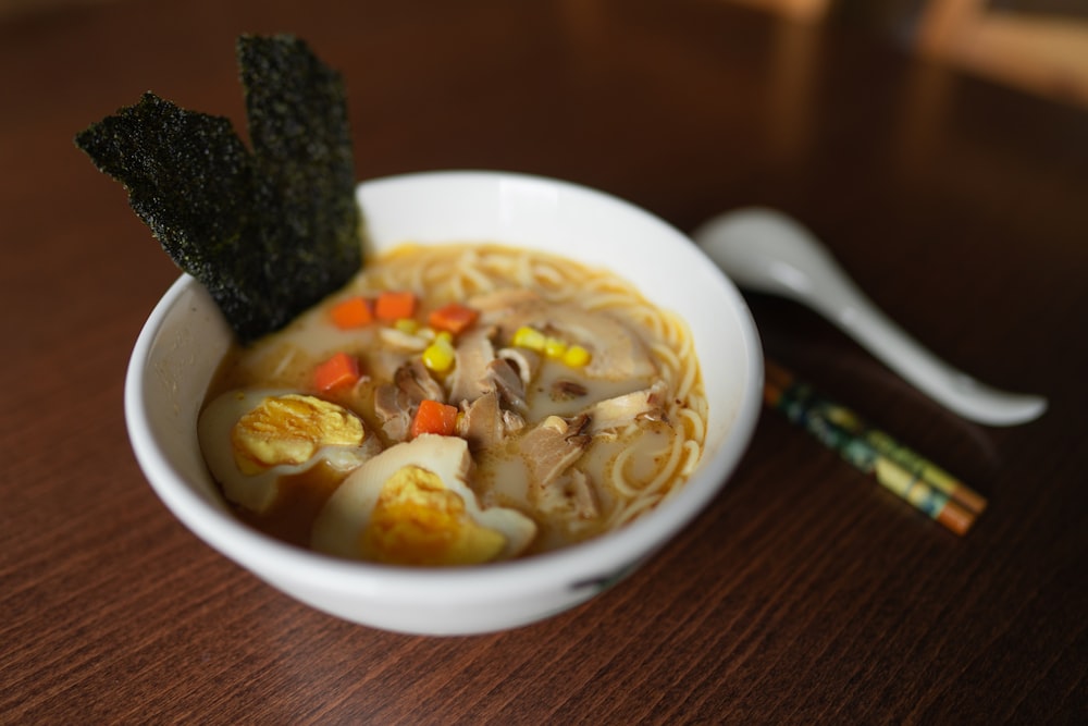 egg soup in white bowl