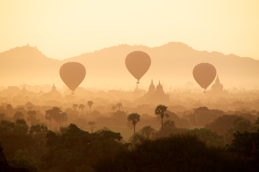 three air balloon during daytime