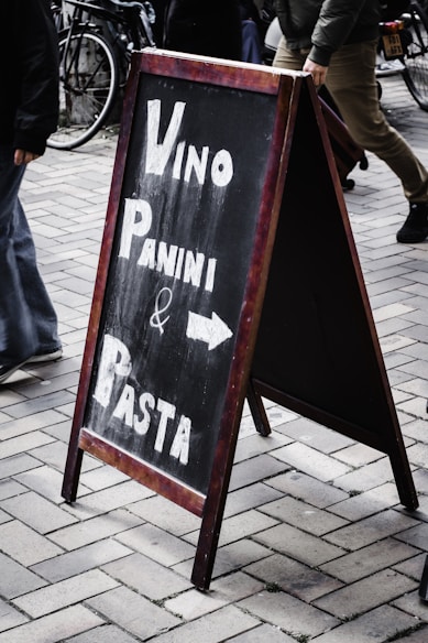 white and black signage on ground