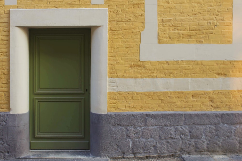 closed green wooden door