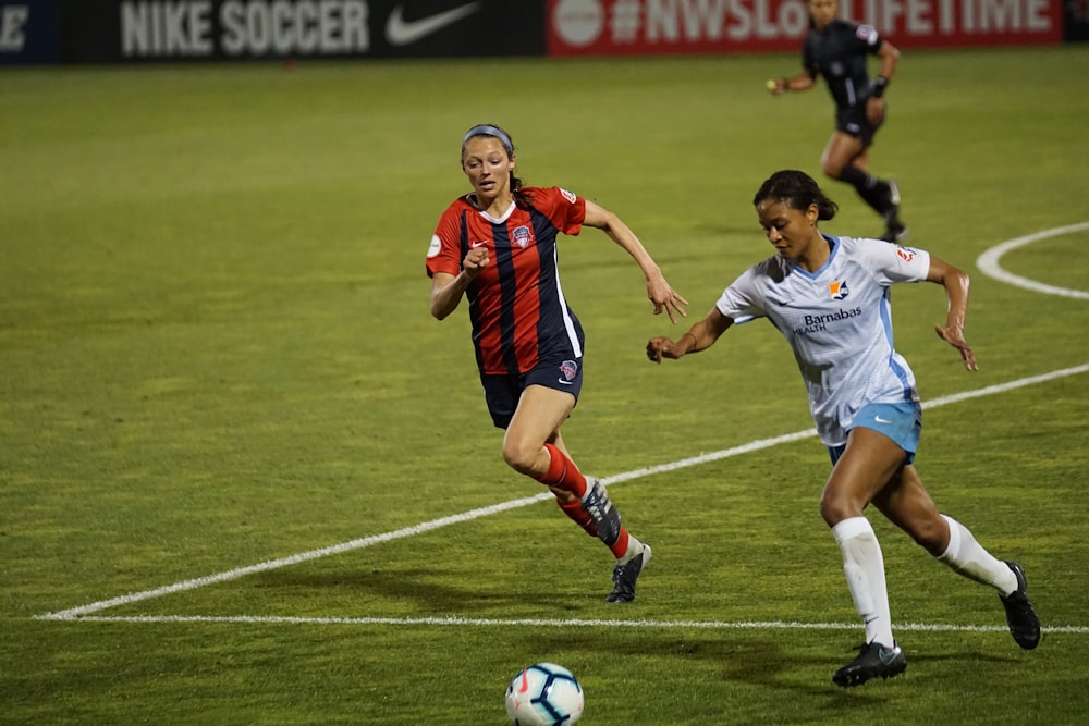 woman playing soccer