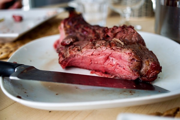 Raw meat on white plate