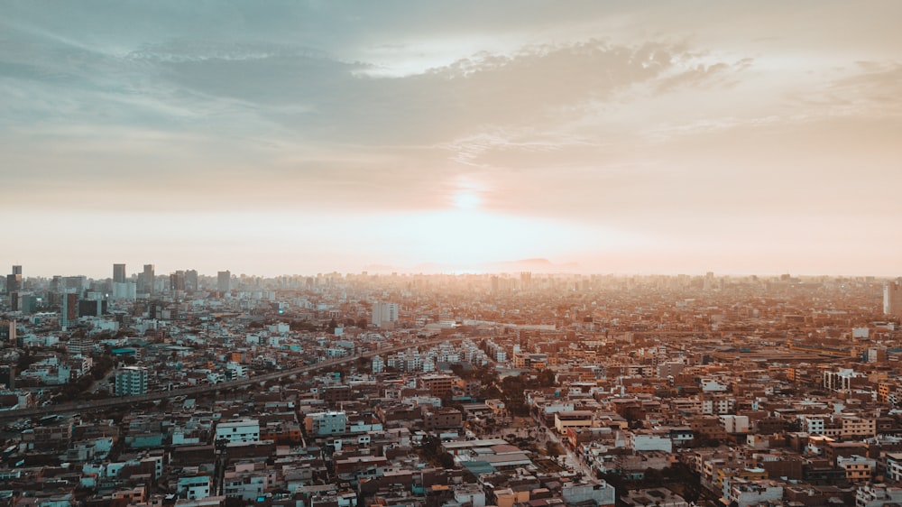 aerial photo of city during golden hour