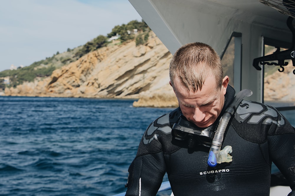 man wearing wet suit