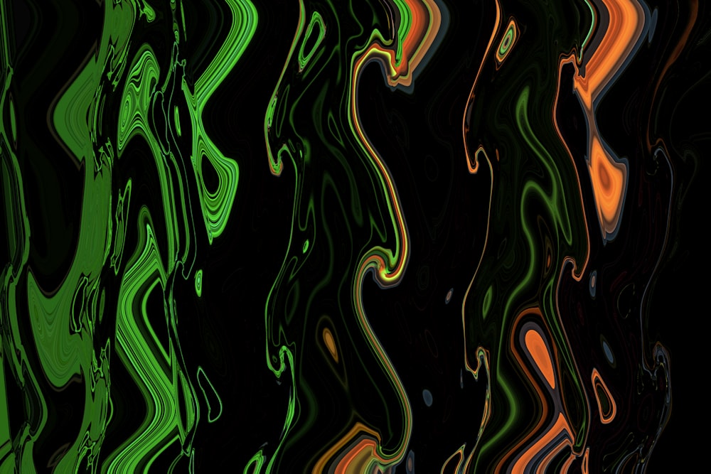 green and orange fluid abstract painting