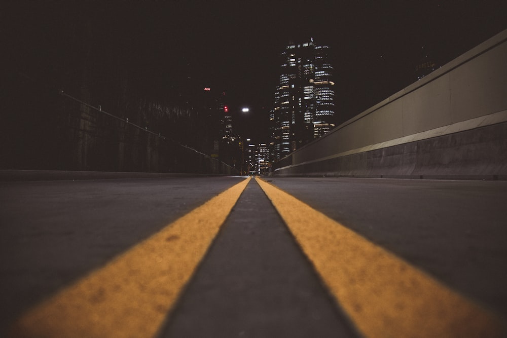 a street with a yellow line painted on it