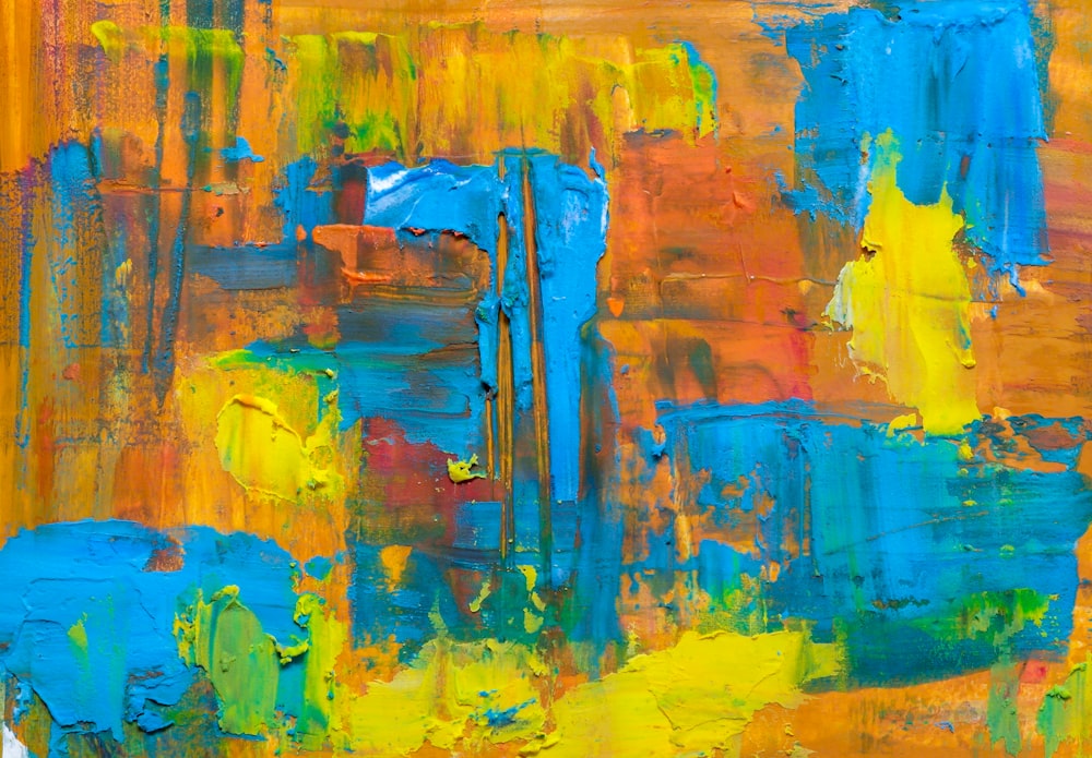 orange and blue abstract painting