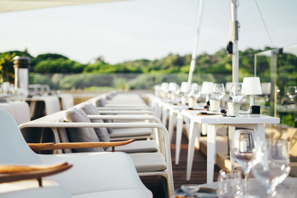 selective focus photography of white table