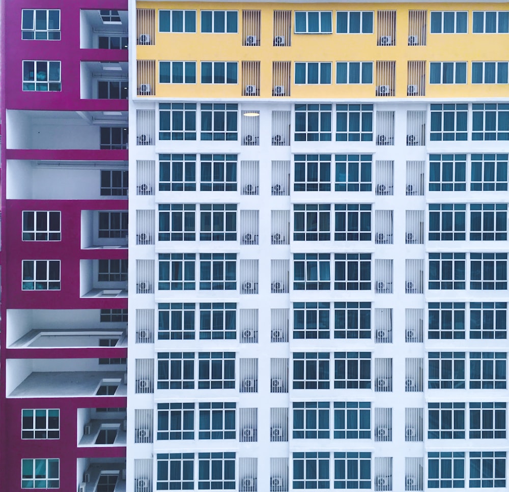 purple-white-and-yellow concrete building