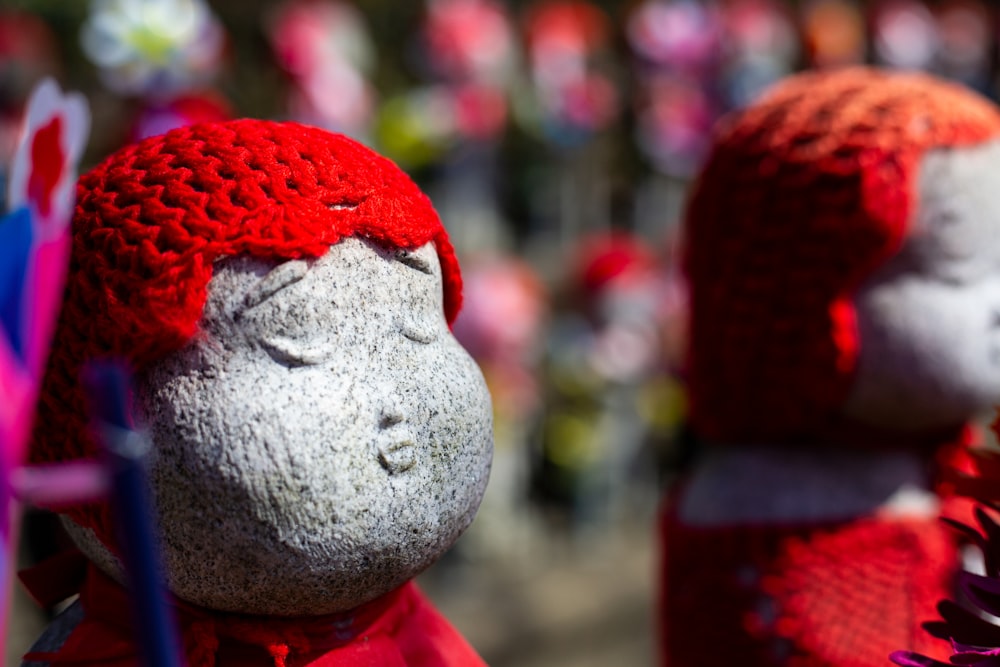 red haired human statue