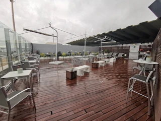 Outdoor patio area featuring weather-resistant microcement surfaces.