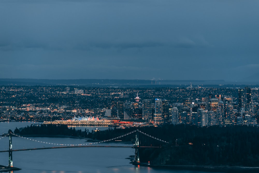 bridge near the city photography