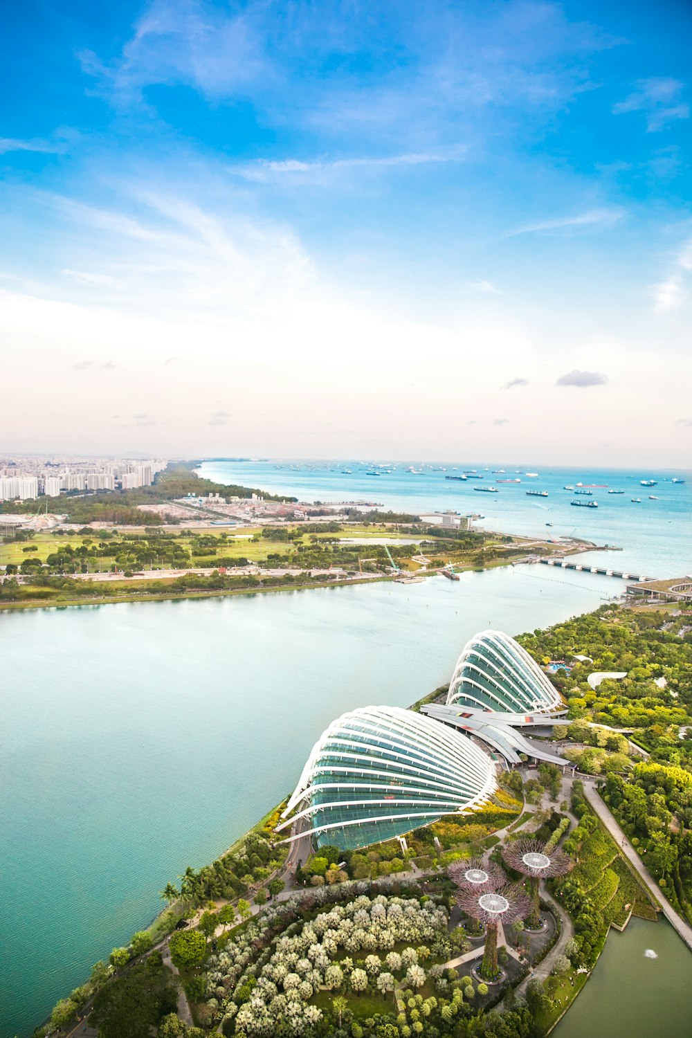 a bird's eye view of the gardens by the water