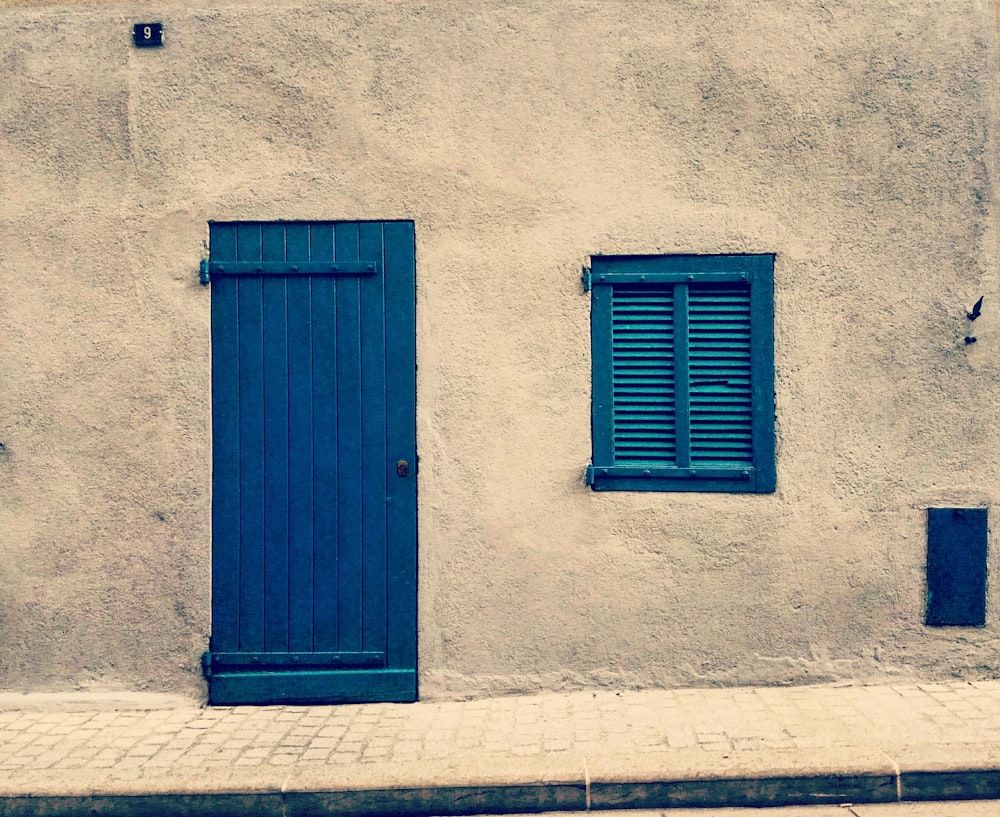 blue wooden door