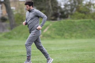 unknown celebrity running outdoors
