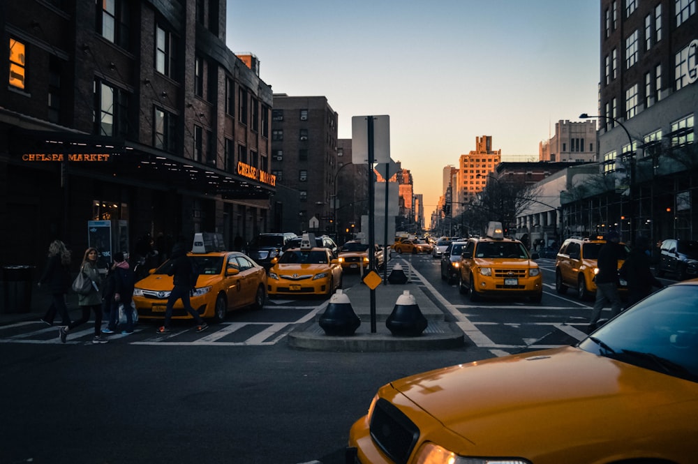 yellow car on road