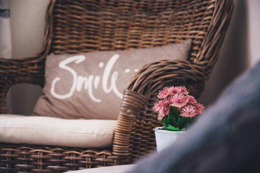 smile pillow on chair