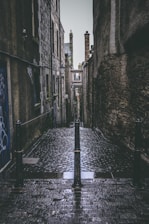 empty pathway surrounded by buildings