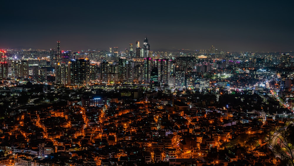 aerial photography of buildings during nigh time