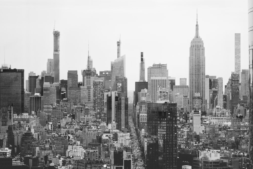 gray scale photo of high-rise building