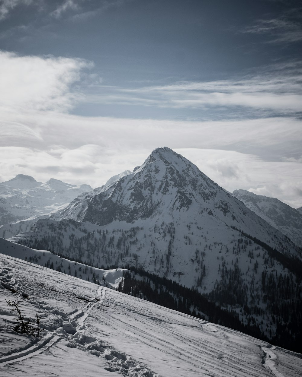 view of snowy mountains