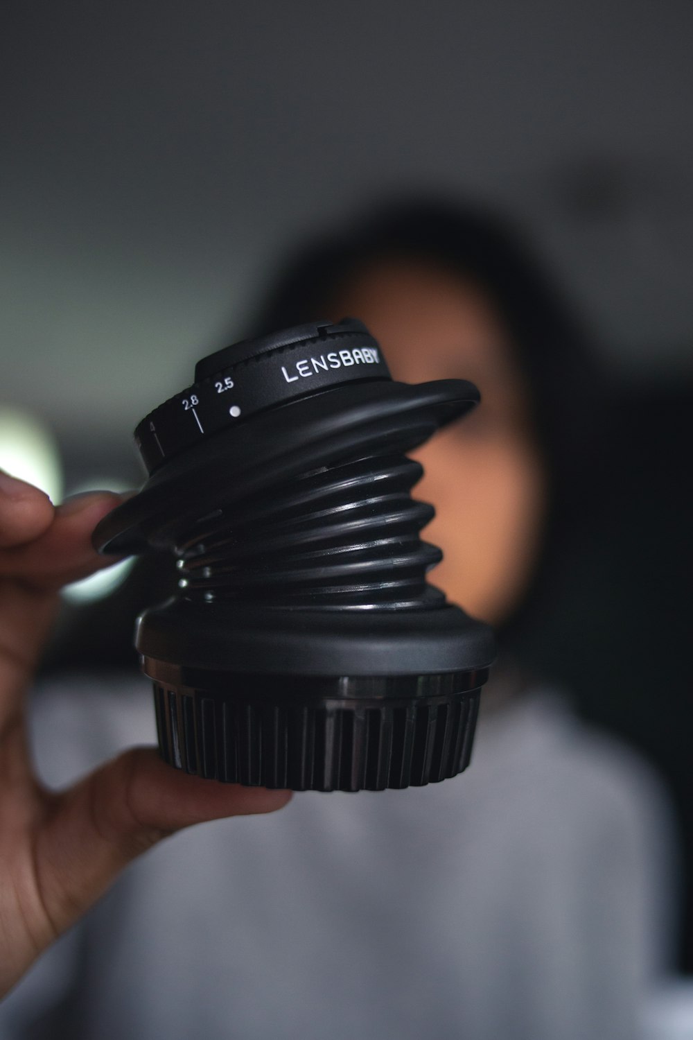 black DSLR camera lens