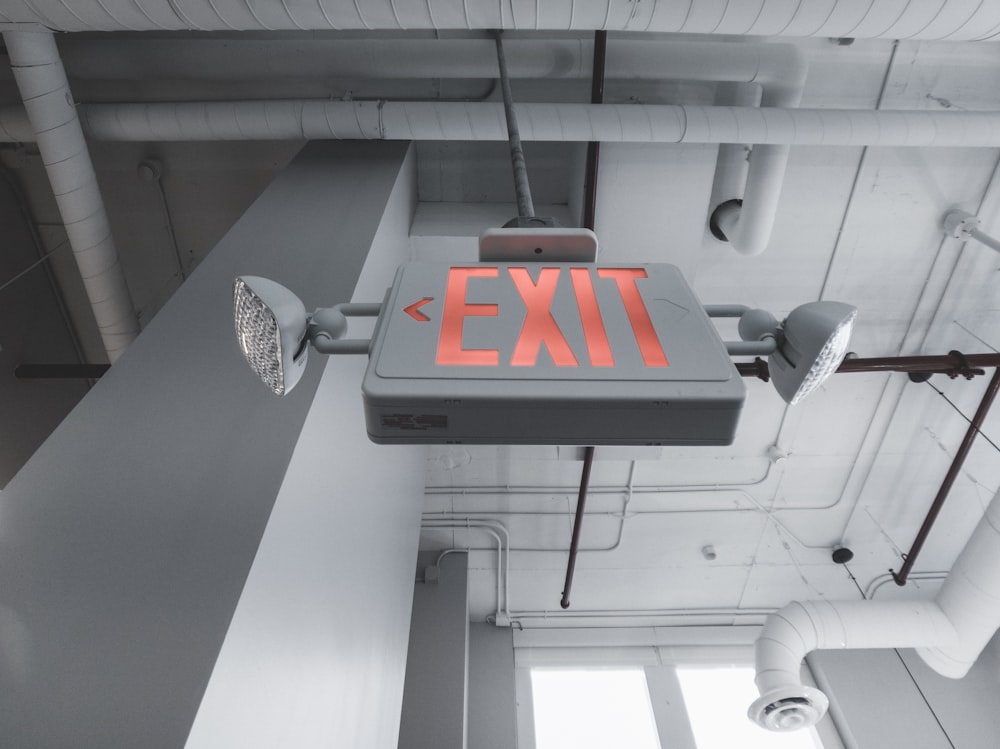 white Exit signage